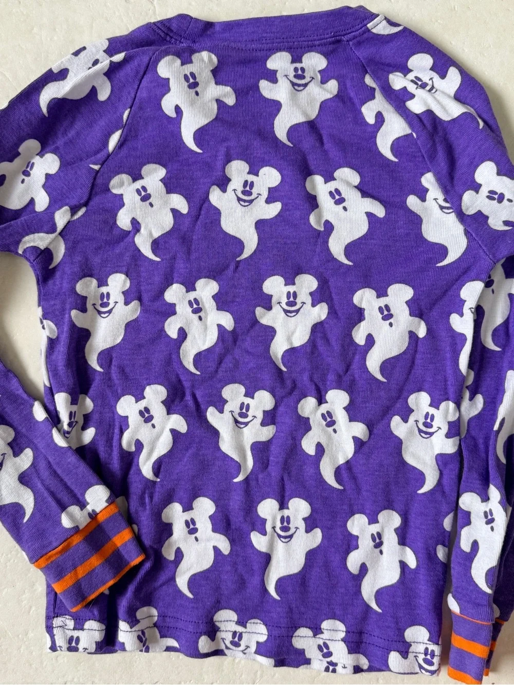 Disney Mickey Mouse Ghost Purple White Orange Halloween Pajamas Long Sleeve Set